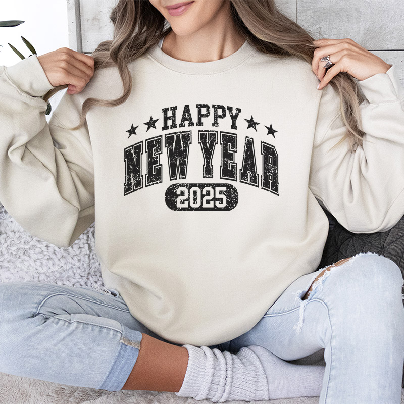 Happy New Year 2025 Retro Varsity Sweatshirt_sand_0