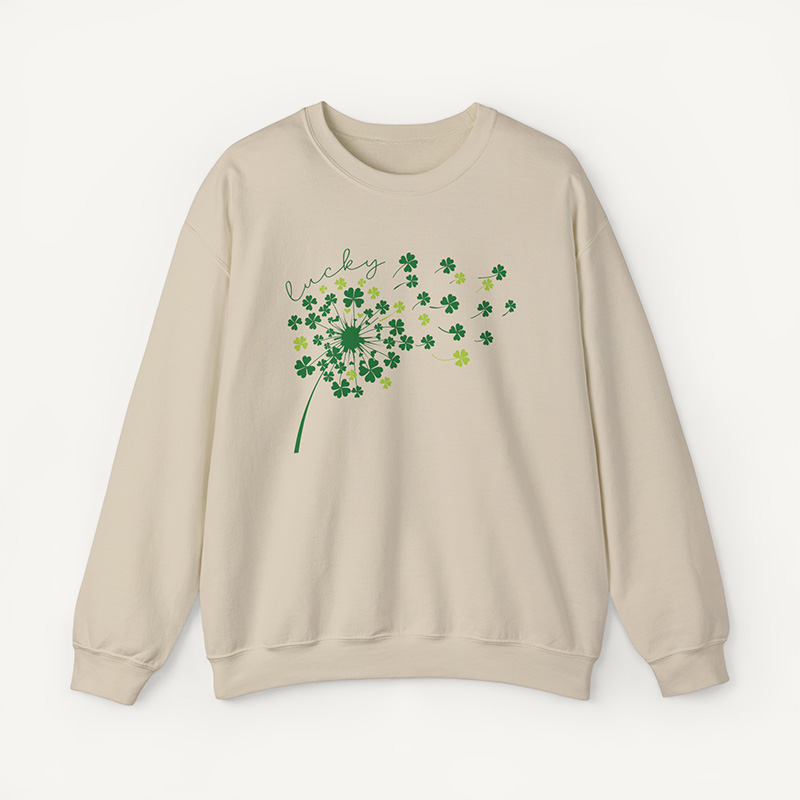 Lucky Clover Sweatshirt, St. Patrick's Day Cozy Pullover - sand 1